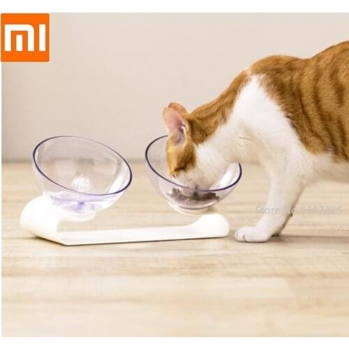 New ABS plastic durable Non-slip Cat Double Bowls With Raised Stand Pet Food Water Bowls For Cats Dogs Feeders