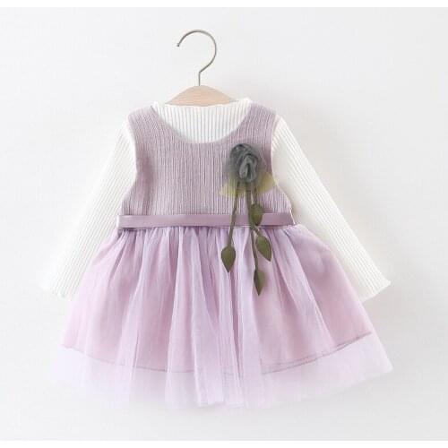 2019 spring Kids girls new clothes sets Baby girls long sleeve T-shirt+ Floral mesh dress clothing set 1-3 Years