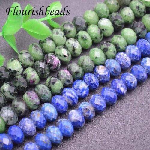 5x8mm Natural Stone Faced Ruby Zoisite Lapis Lazuli Loose Stone Beads for Jewelry Making DIY Bracelet Necklace