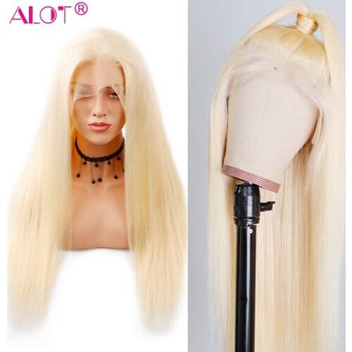 613 Blonde Brazilian Straight Human Hair Wig 150% Density Lace Part Wig With Baby Hair 613 Human Hair Wigs Pre Plucked Remy