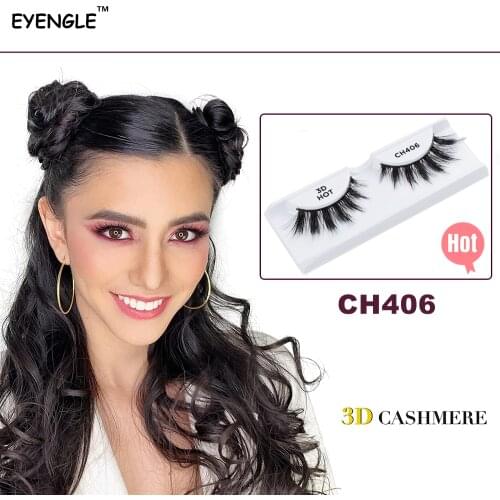 EYENGLE 3D CASHMERE-CH Makeup Faux Mink Eyelashes Natural Long Cross False Lashes Soft Handmade 10-20mm Cat Eye Reusable Eyelash