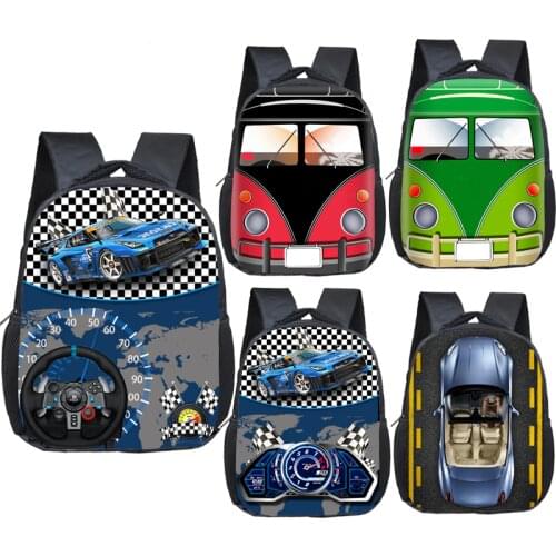 12 Inch Cute Racing Car Toddler Backpack For Kids Children School Bags Baby Kindergarten Backpacks Kids Book Bag Schoolbags Gift