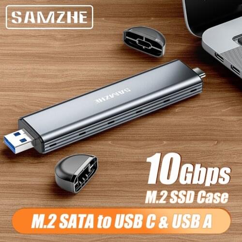 SAMZHE M.2 B-Key SATA to USB C SSD Case 6Gbps 2-in-1 USB 3.0 Adapter Cable-free Converter For M.2 NGFF Hard Drive