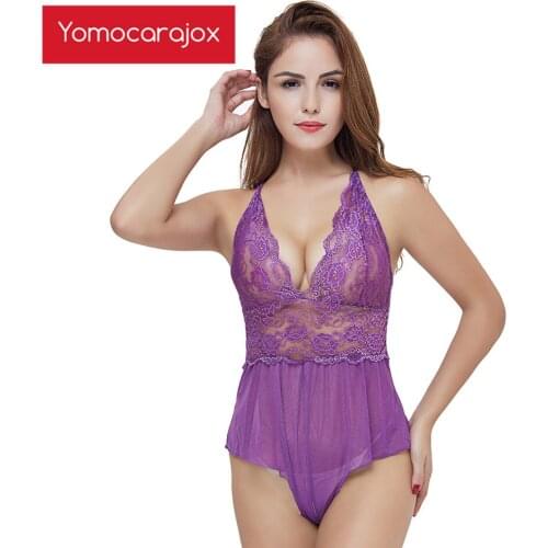 Yomocarajox 4 Color Lenceria Sexy Teddy Lingerie Women Hot Lace Open Crotch Erotic Plus Size Porn Adult Sex Underwear Babydoll