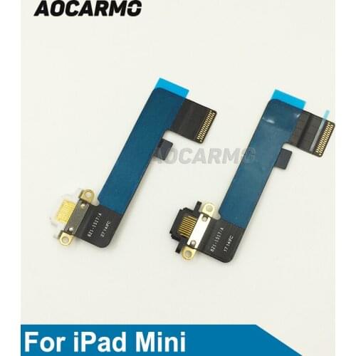 Aocarmo Black/White For iPad Mini 1 A1432 Charging Port Dock Connector Flex Cable For iPad Mini