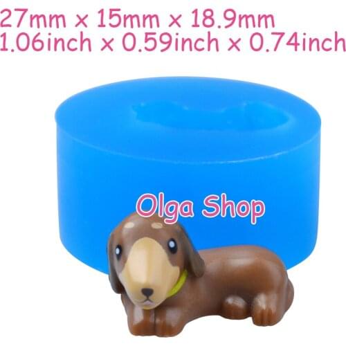 DYL571 27mm x 15mm x 18.9mm Cute 3D Dog Silicone Mold Fondant Cake Decoration Craft Candy Resin Clay Art Pendant DIY FOOD SAFE
