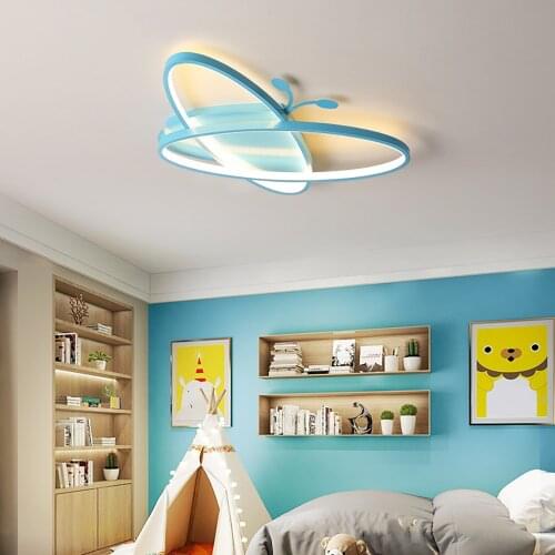 Nordic Led Metallic Butterfly Ceiling Light Pink Modern Surface Mounted Chandelier for Girls Bedroom Bathroom Loft Bed Kids Room