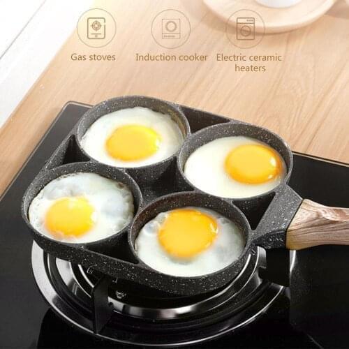 4-Cup Egg Frying Pan Non Stick Aluminium Alloy Egg Cooker Pan Fried & Poached Egg Burger Steak Pan Breakfast Skillet Cooker