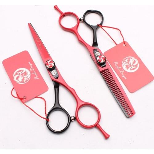 Z1018 5.5" 16cm Red JP 440C Purple Dragon Professional Hairdressing Scissors Cutting Shears Thinning Scissors Hair Styling Tools