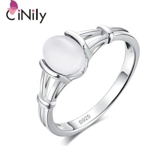 CiNily White & Blue Moonstone Solid Silver Color Rings Twilight Bella Wedding Ring Pure Silver Vintage Jewelry Women