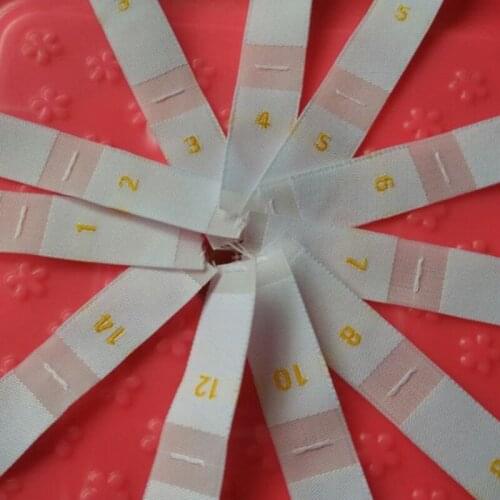 100PCS Damask polyester cloth Golden color number size label for baby/adult clothing 1 2 3 4 5 6 7 8 10 12 14
