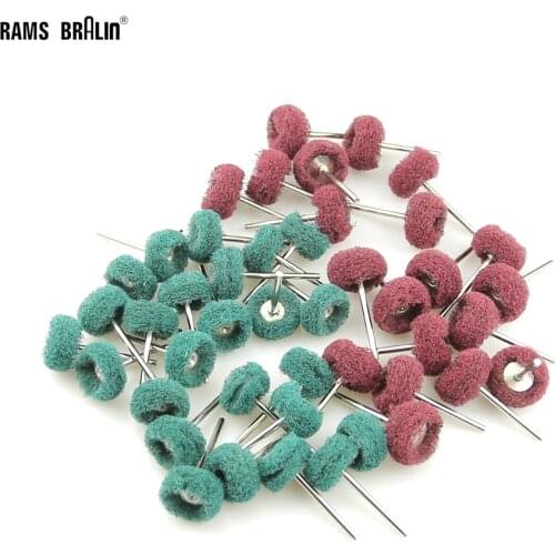 100 pieces T-shaped Coarse & Fine Non-woven Mounted Point Deburring Rust Removal Dremel Tools