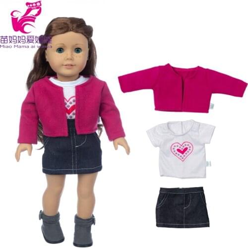 18 Inch American Og Girl Doll Clothes Coat White Shirt Mini Jeans Skirt Reborn Baby Doll Outfits Baby Girl Gifts