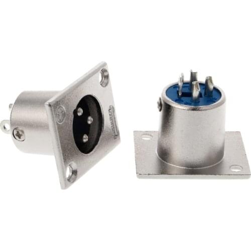 2020 New 2 Pcs Nickel Plated 3 Pin XLR Male Receptacle Adapter Jack Panel Mount Speaker