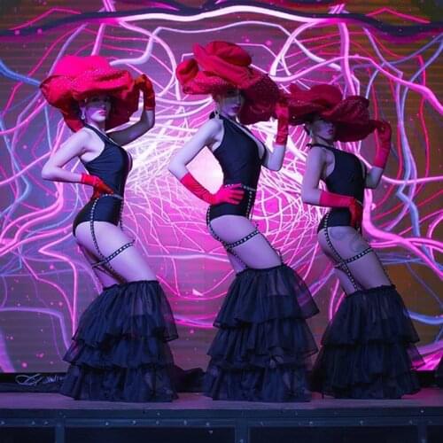 2021 Nightclub Bar DS Festival Outfits Women Gogo Dance Costumes Sexy Bodysuit Black Dress Stage Costumes Rave Clothes DQS7195