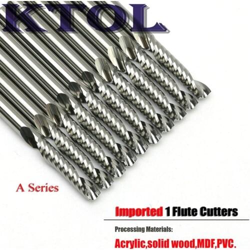 3.175mm CEL6-15mm Imported One Flute Solid Carbide Milling Cutter Router Bit Spiral 10pc Tungsten Wood Acrylic CNC Cutting Tools