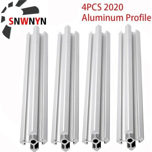 4pcs 2020 Aluminum Profile 2020 Extrusion European Standard Anodized Linear Rail L 100 300 500 600 800mm Extrusion Sliver Guide