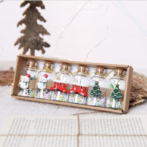 6Pcs Creative Christmas Wishing Glass Bottle Christmas Decorations Pendants Xmas Christmas Tree Hanging Ornament