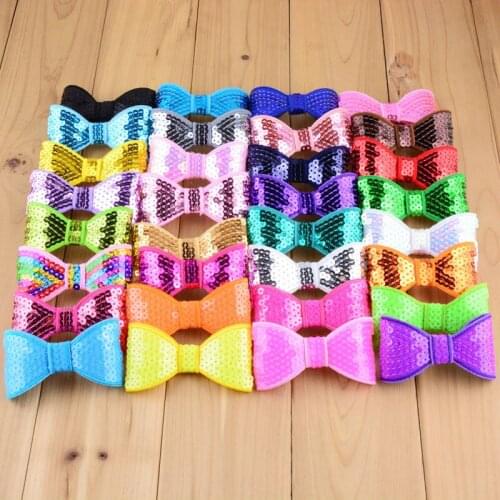60 pcs/lot , 3.15" Sequin Bow Appliques, Perfect for Headbands , Hair Bow Embellishment