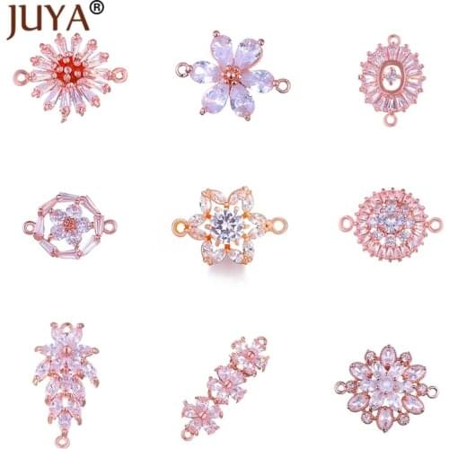 9 pcs / lot Luxury Crystal Accessories DIY Women Bracelet Necklace Earrings Parts Flower Charms Connectors For Jewelry Making