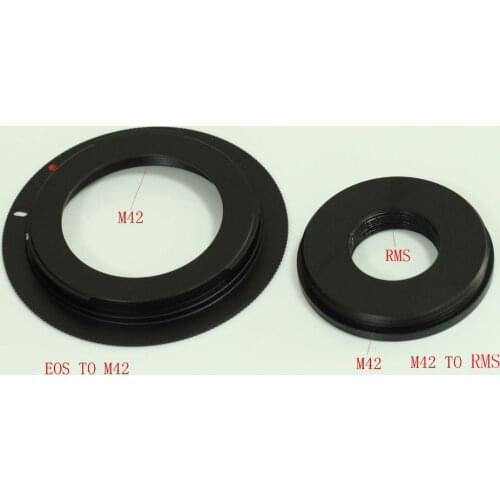 RMS to M42 (42mm x 1)Adapter with EOS to M42 adaptor for microscope objective