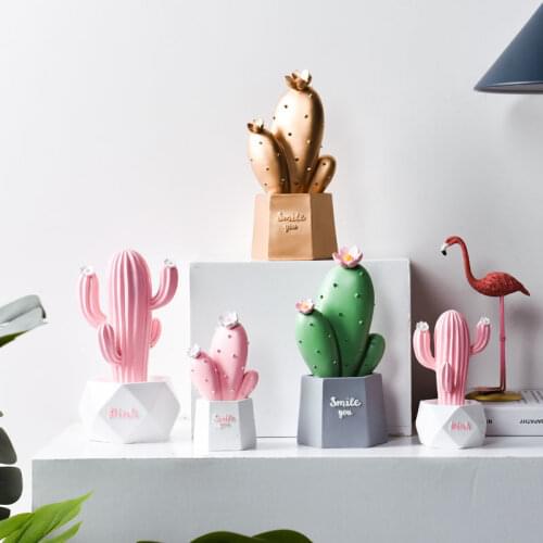 Home Decoration Accessories Cactus Resin Decoration Home Living Room Creative Wine Cabinet TV Cabinet Office Small Furnishings