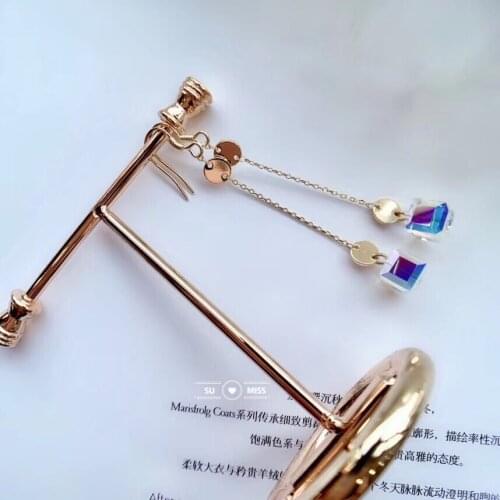 Free Shipping Crystal Cube Earring Women Fashion Earrings Sweet Stud Colourful For Beauty Women Girls Bijou Statement Jewelry