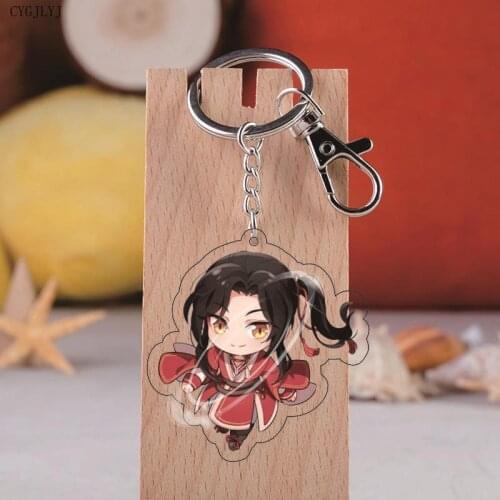 Anime Tian Guan Ci Fu Keychain Q Version Xie Lian Hua Cheng Figures Cosplay Key Chain Cartoon Print Acrylic Pendant For Friends