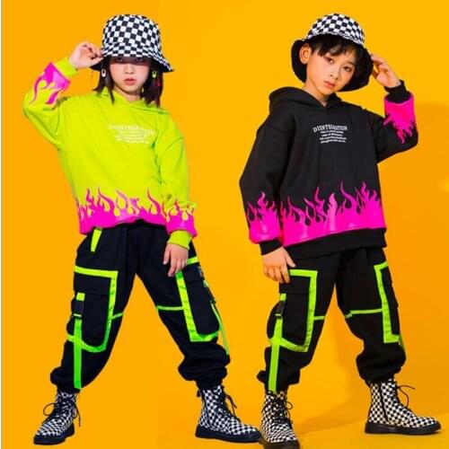 Kids Hip Hop street Clothing Loose Hoodie Long Sleeve Cargo pants for Girls Boys Jazz Dance Costume Rave Clothes Show Outfits