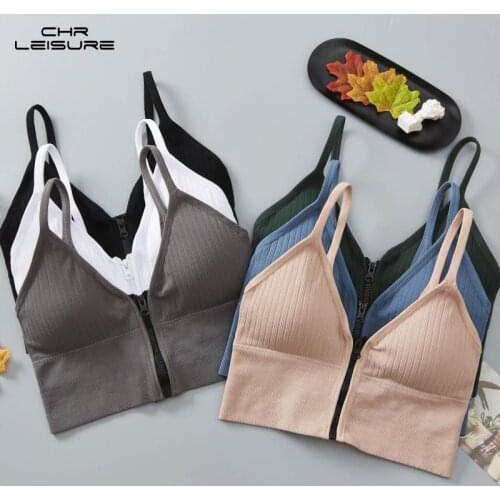 CHRLEISURE Bras for Women Zipper No Steel Ring Anti-Exhaust Sports Bra Woman Sling Sports Bra Without Rod