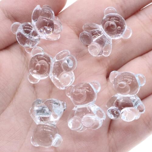 CHONGAI 10Pcs Blue Cute Gummy Bear for Necklace Bracelet Earrings Jewelry Diy Findings Resin Bears Christmas Gift