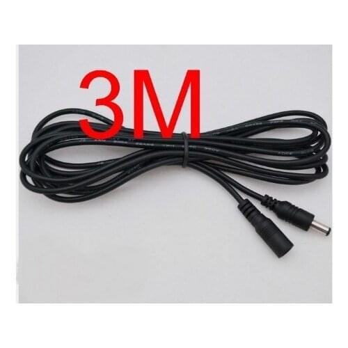 DHL free. 50pcs.Power supply DC 5.5 x 2.1mm Female to Male Plug Cable adapter extension cord 3M 10FT for CCTV LED Monitor