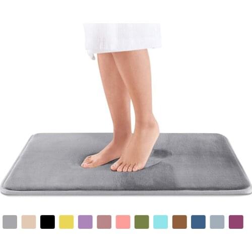 Home Bath Living Room Mat Non-slip Bathroom Carpet Soft Coral Fleece Memory Foam Rug Mat Kitchen Toilet Floor Decor Washable