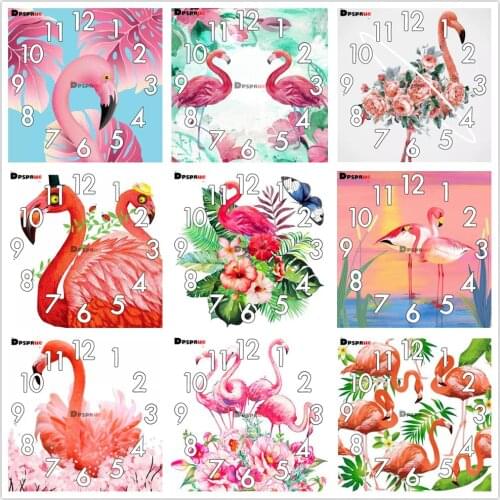 Dpsprue Full Diamond Painting Cross Stitch With Clock Mechanism Mosaic 5D Diy Square Round Animal Bird 3d Embroidery Gift HG11