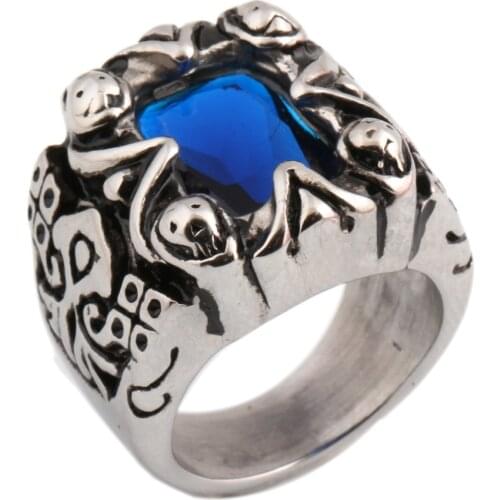 Hot sale Product Bright Blue Glass Engagement Ring Women Man Rings