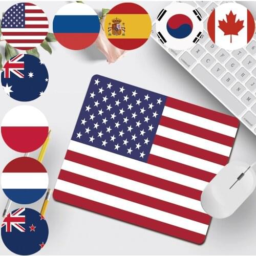 Gaming Mouse Pad National Flag Pattern Series Mousepad Gaming Accessories Smooth Waterproof PU Leather Mouse Mat Small 25x21cm