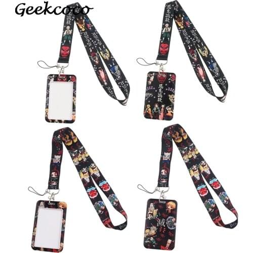 J1992 Anime Lanyard Keychain keys Badge ID Mobile Phone Rope Neck Straps With Card Holder Cover