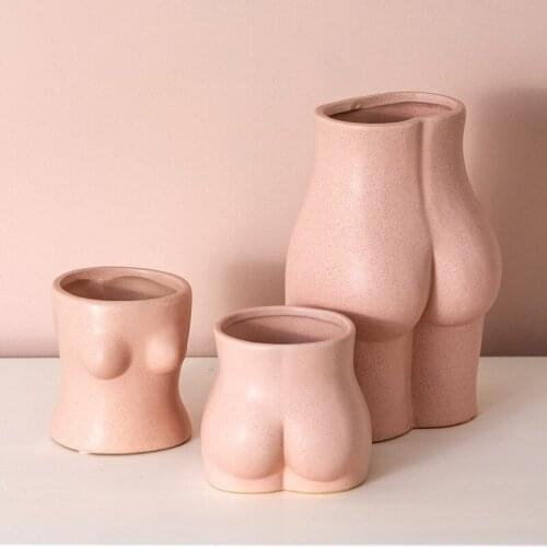 Ceramic Vase The Body Art Statue Woman Nude Flower Pot Flower Arrangement Accessories Butt Bust Home Decor Accessories Modern