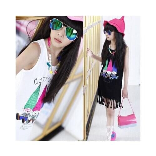 2020 New Summer Children girls cotton dress girl graffiti Korean fashion personality cartoon Dress Kids vest harness dress