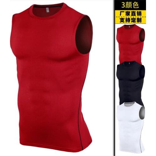 Summer Men Sport Shirts Elastic Quickly Dry sleeveless Sweatshirt Vest Jogger Exercise Workout Running Casual Shirt Sportswear