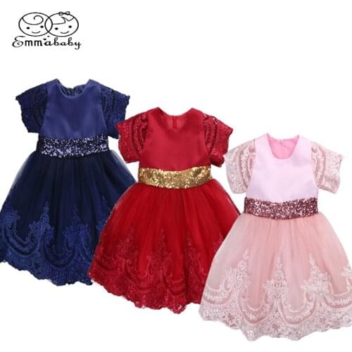 Cute Girl Dress Floral Long Sleeve Princess Baby Girls Lace Dresses Toddler Lace Wedding Bridesmaid Princess Formal