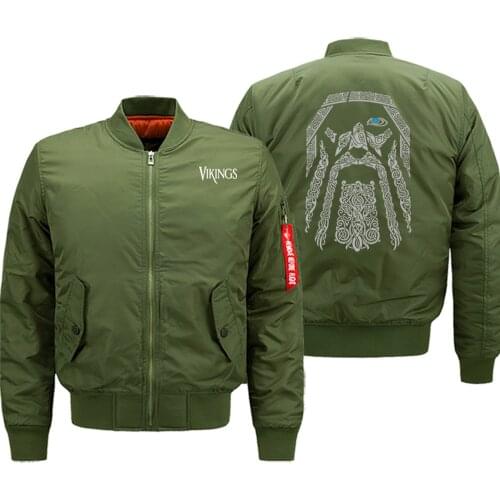 Mens Baseball Jackets Print Vikings Odin Man Baseball Clothes Winter Coat Retro Harajuku Pilot Coats Casual Men Bomber Jacket