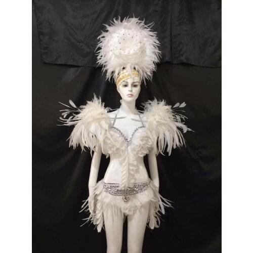 Feather clothing Stage performance catwalk carnival Headdress flower pubs party Mens wear womens clothing