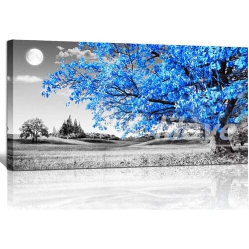 Large Size Full Square/Round DIY 5D Diamond Painting Blue Tree Moon Diamond Embroidery Pictures Of Rhinestones Mosaic Art DF166