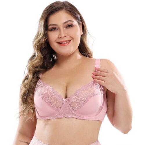 Plus Size Women Sexy Embroidery Lace Bra Big Size Bralette Ultrathin Pure Cotton Brassiere Underwear 85-110E