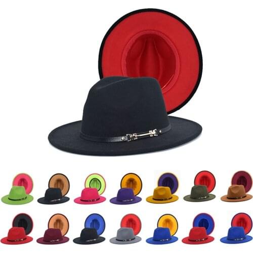 HOT Fedoras Hat Band Belt Buckle Fascinator Felted Hats Men Caps Wide Brim Autumn Winter Black New Classic Panama WomenS Hat