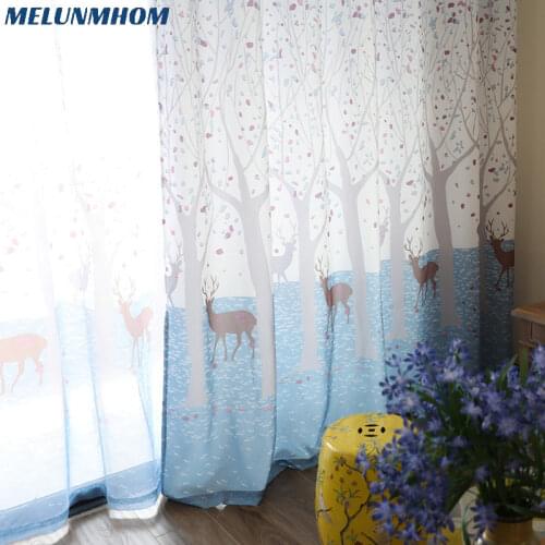 American Fan Deer Forest Printed Curtains for Bedroom Window Sheer Curtains for Living Room Window Treatments Fabric for Curtain
