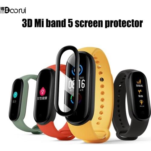 BOORUI 3D Film For Xiaomi Mi Band 5 Protector soft cover for mi band 5 curved Full screen case mi band 5 Screen Protection Case