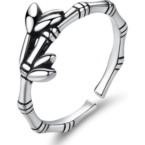 KOFSAC 2019 Trendy Thai Silver 925 Rings Female Vintage Adjustable Bamboo Ring For Women Party Jewelry Student Charm Accessories