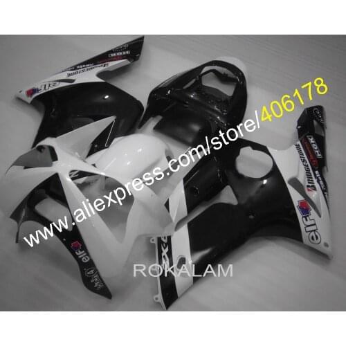 03-04 ZX-6R ABS Plastic Fairing For Kawasaki Ninja ZX6R 2003 2004 ZX 6R White Black Road Bike Fairings (Injection Molding)